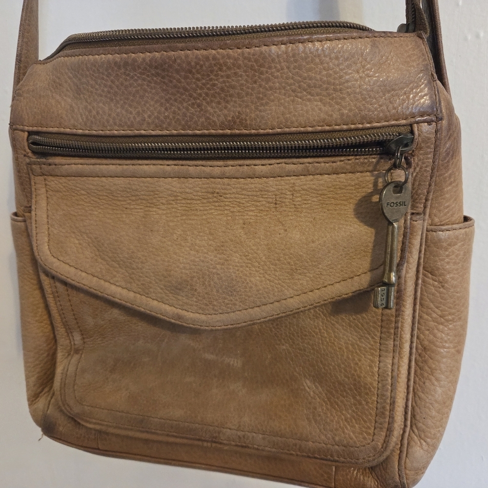 Fossil Brown Leather Messenger Bag